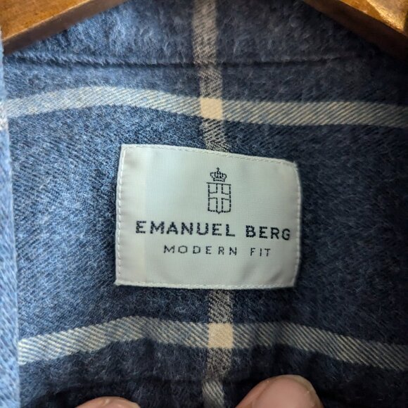 EMANUEL BERG - Cotton tencel blend checked shirt - Sz L - Picture 7 of 9